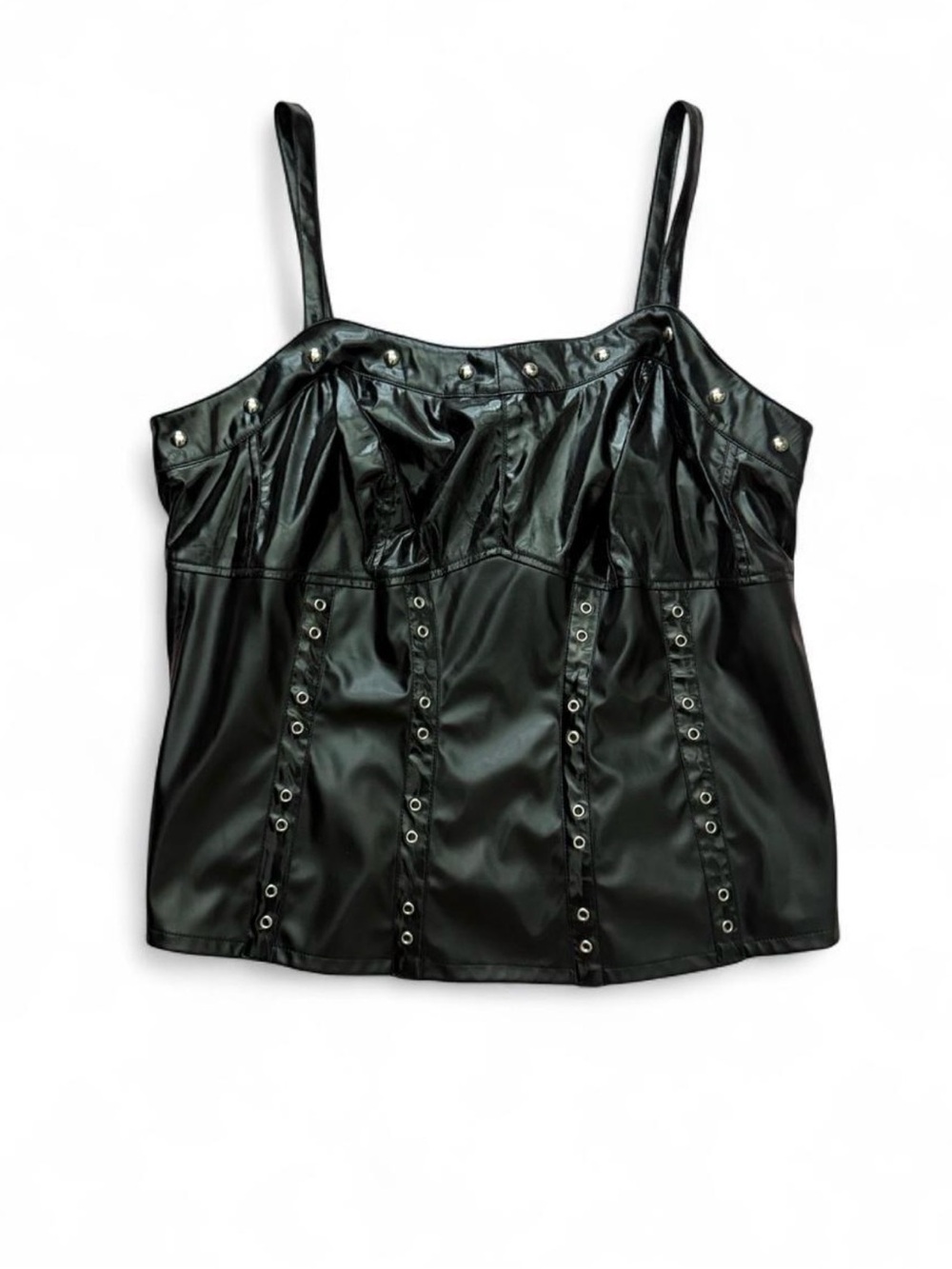 Tripp NYC Vintage Black Faux Leather Alt Goth Corset